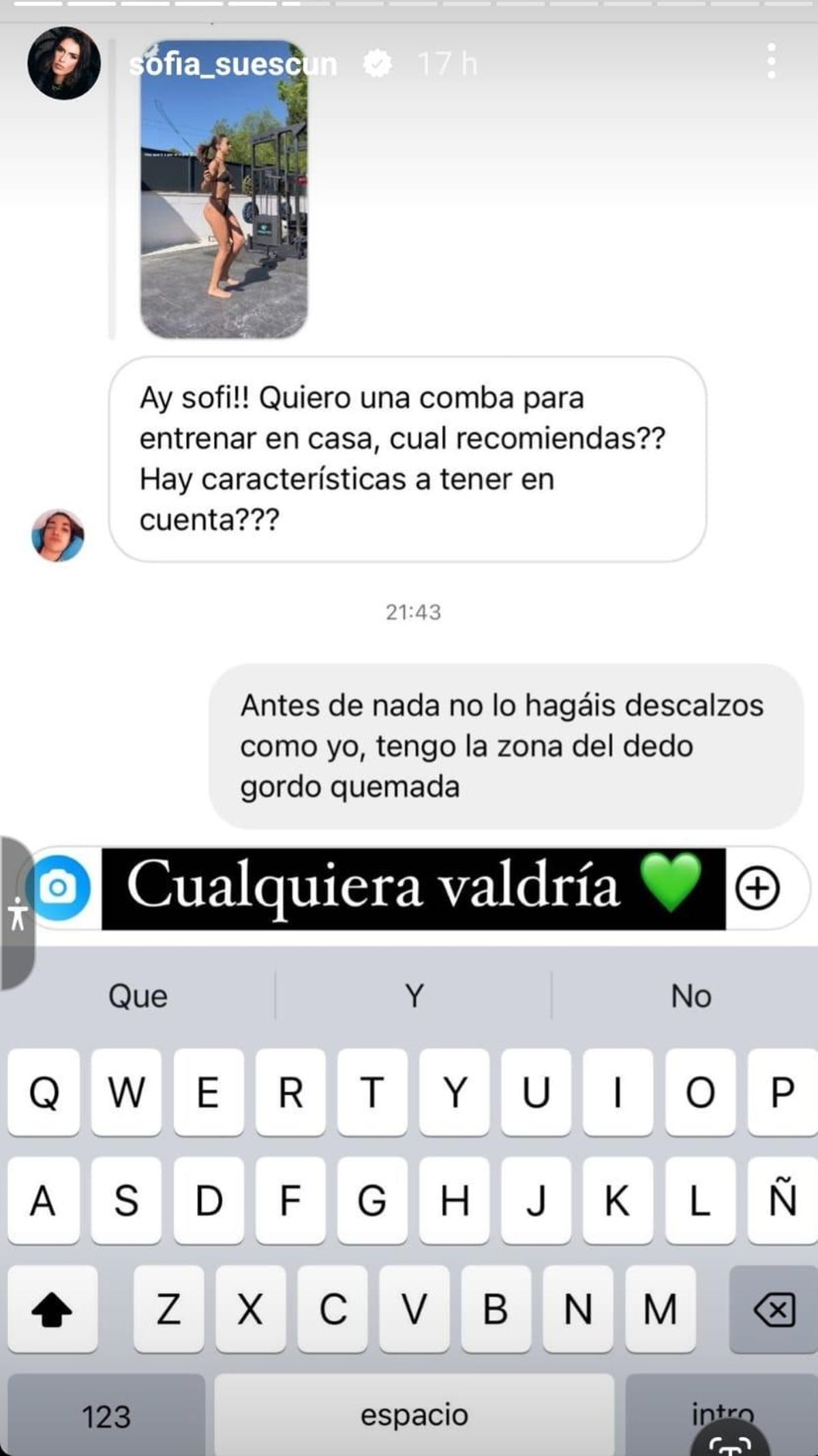 Publicación de Sofía Suescun.