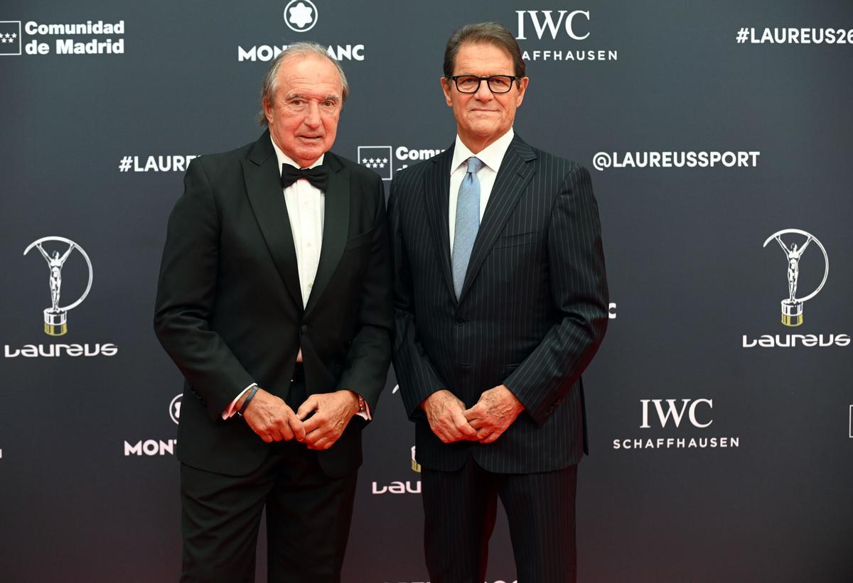 Hugo Porta, ex jugador de rugby argentino y el entrenador italiano Fabio Capello durante la gala de entrega de los Laureus World Sports Awards 2026
