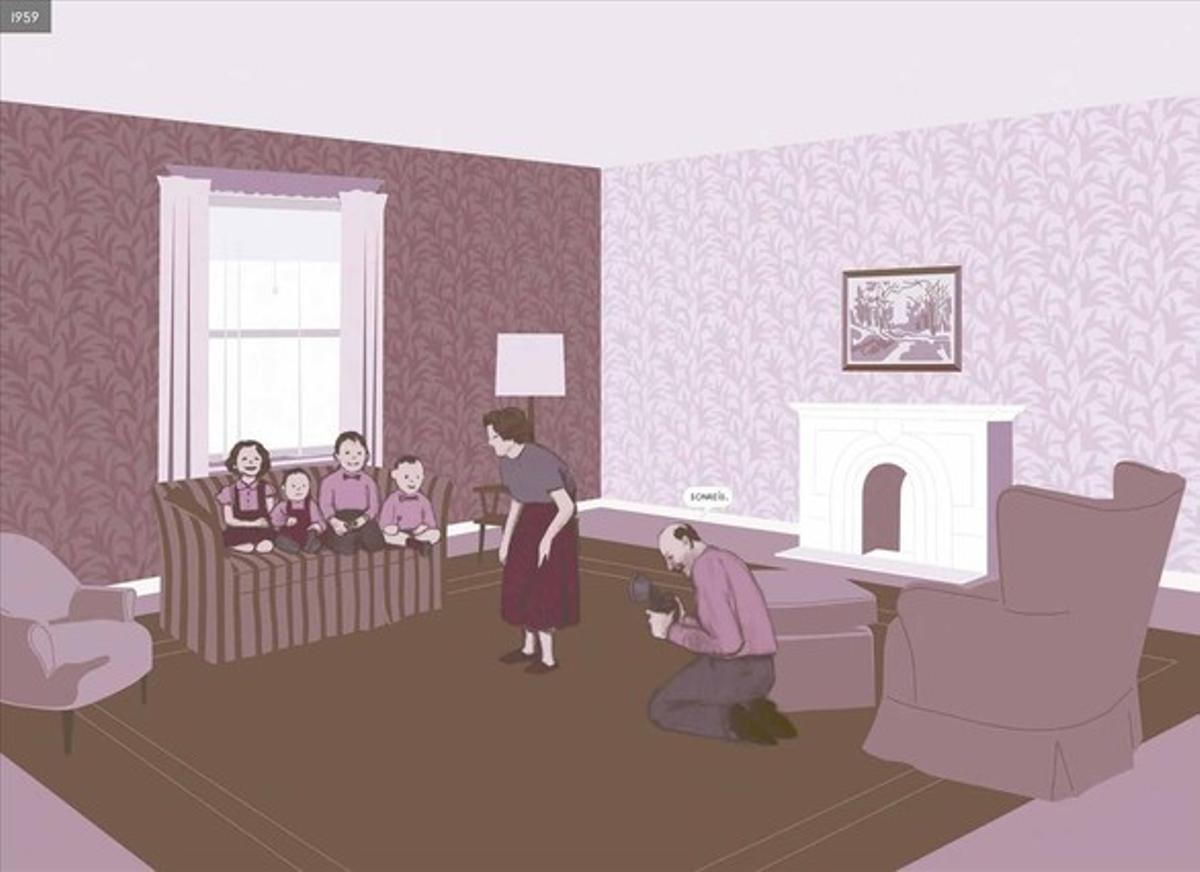 Doble página del cómic 'Aquí', de Richard McGuire.