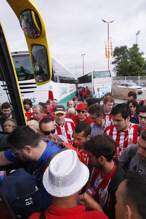 Sortida dels aficionats del Girona cap a Pamplona