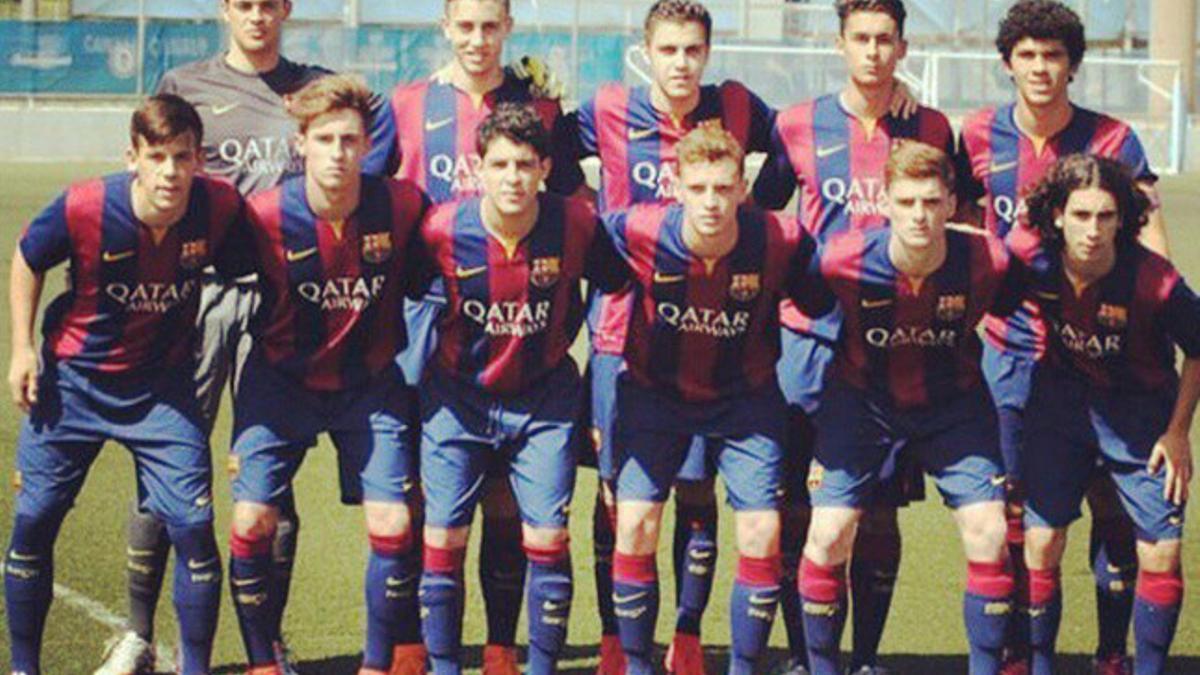 Equipo titular del Juvenil B del FC Barcelona que se ha impuesto esta tarde por 0-4 al Juvenil B del RCD Espanyol