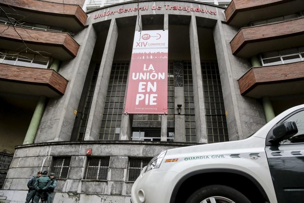 La Guardia Civil registra la sede de UGT en Asturias