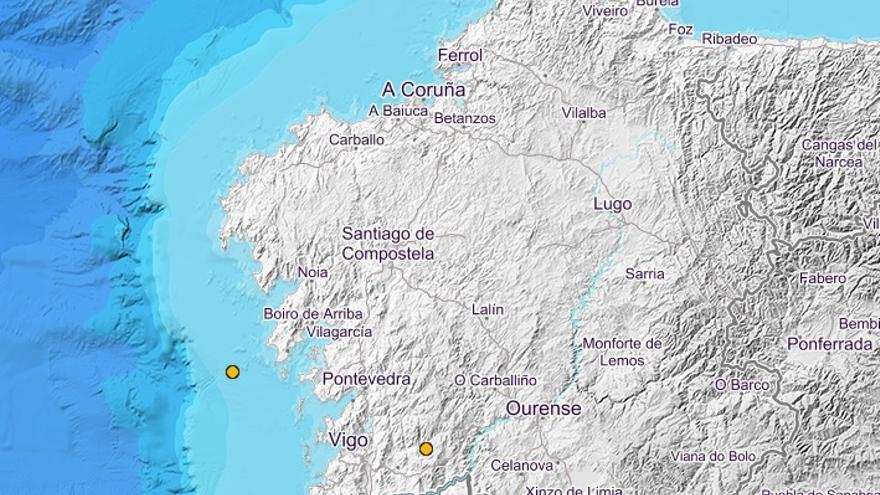 Los epicentros de los terremotos registrados la pasada madrugada por el IGN.