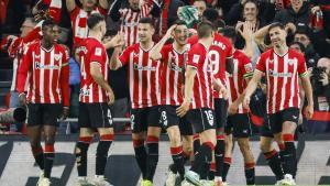 Los jugadores del Athletic Club celebrando uno de sus goles ante el Mallorca