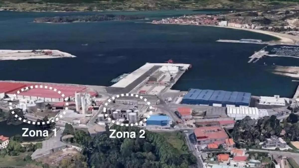 Ubicación de las instalaciones de la planta de betún del puerto de Vilagarcía.