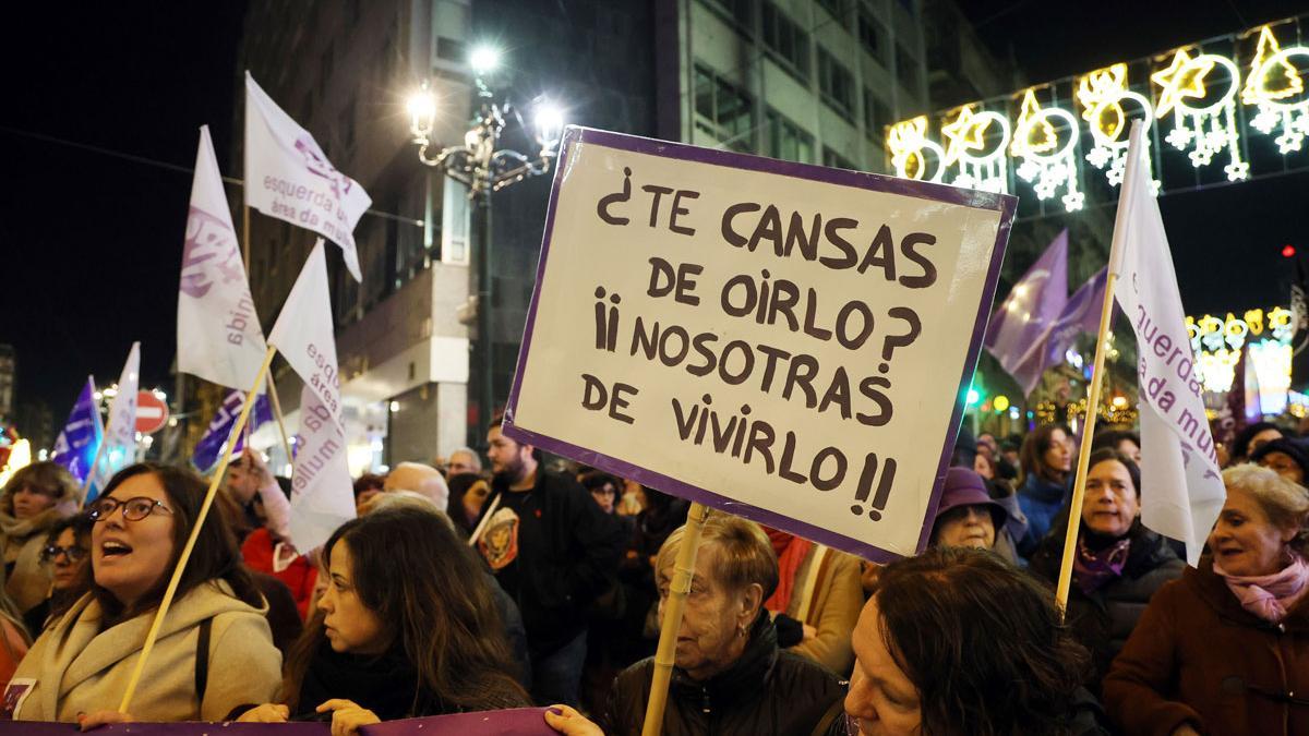 Manifestación feminista en Vigo, en una imagen de archivo.