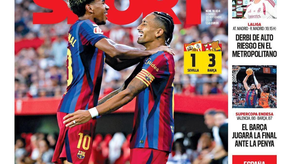La portada de SPORT de hoy domingo, 20 de septiembre de 2026