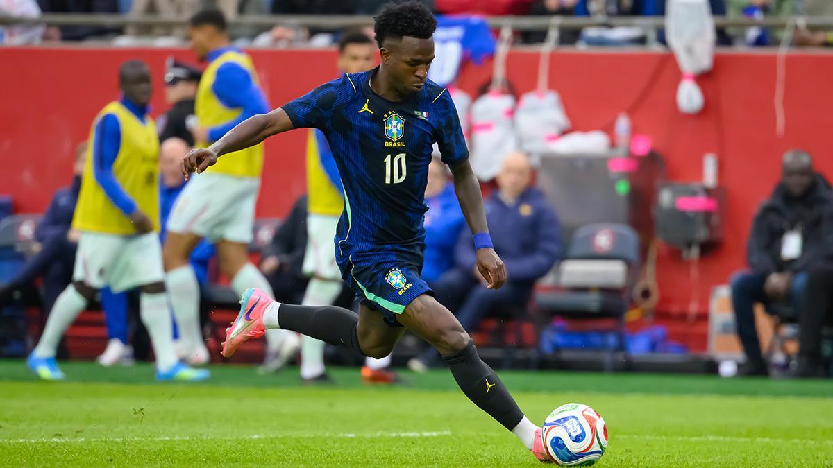 Vinicius Junior durante el amistoso entre la selección de Brasil y Francia en Foxborough