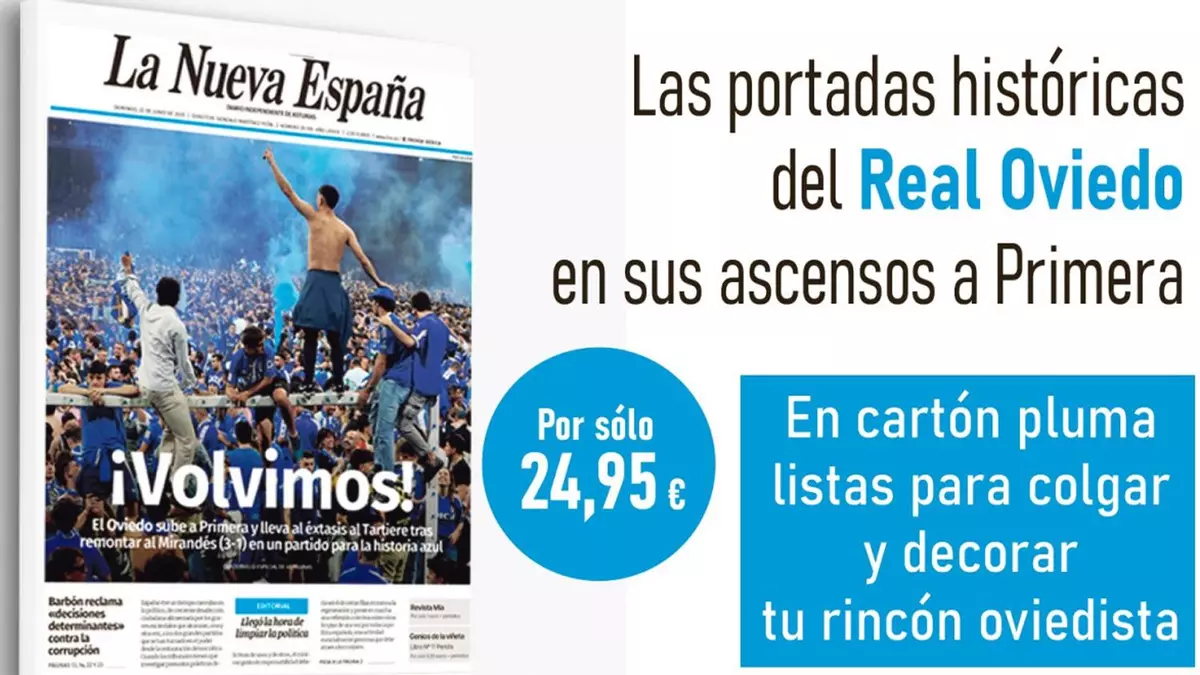 Las portadas de los dos últimos ascensos a Primera del Real Oviedo