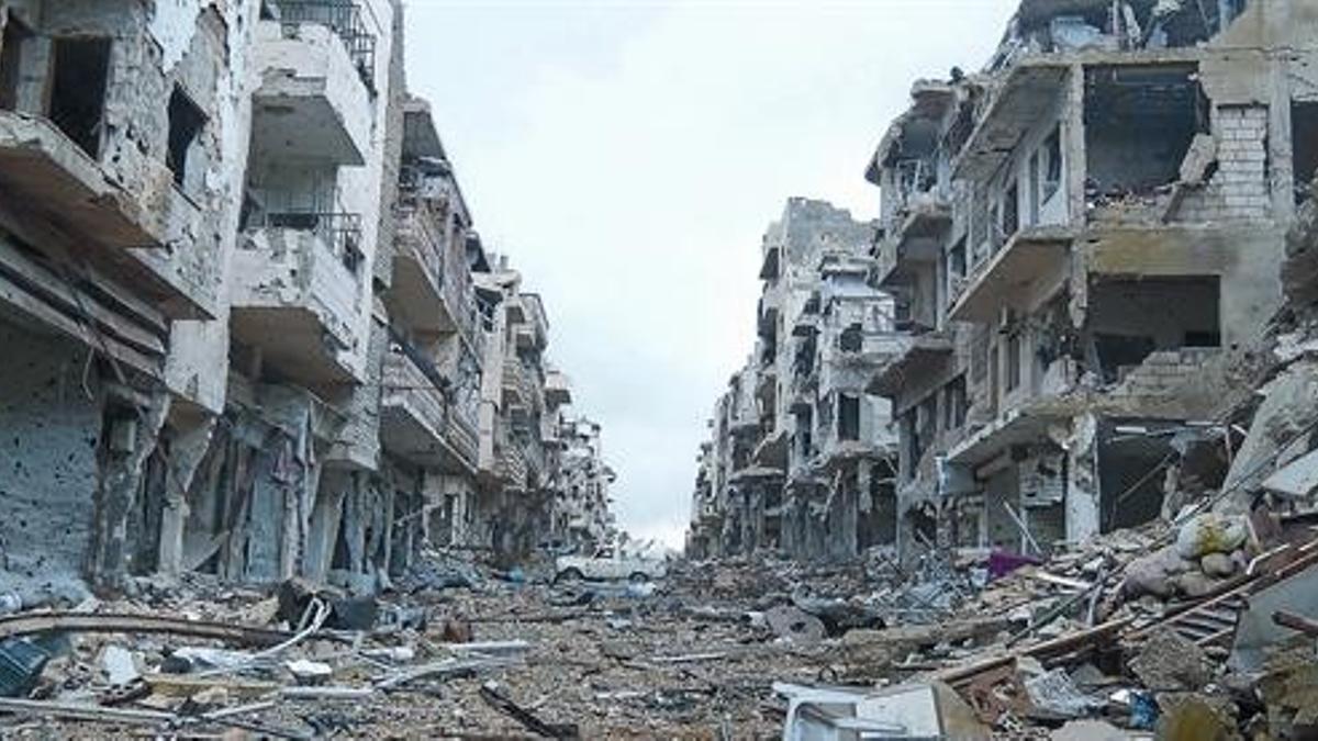 Edificios dañados en el barrio de Jouret al Sayah, en la ciudad de Homs.