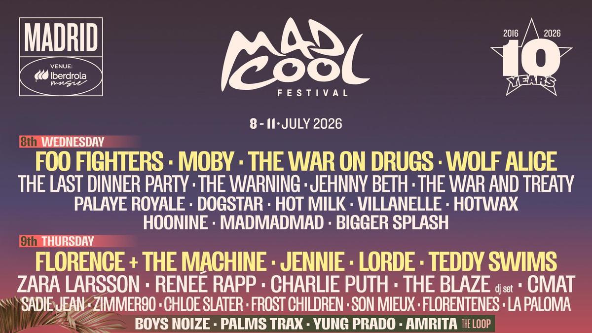Cartel del Mad Cool 2026.