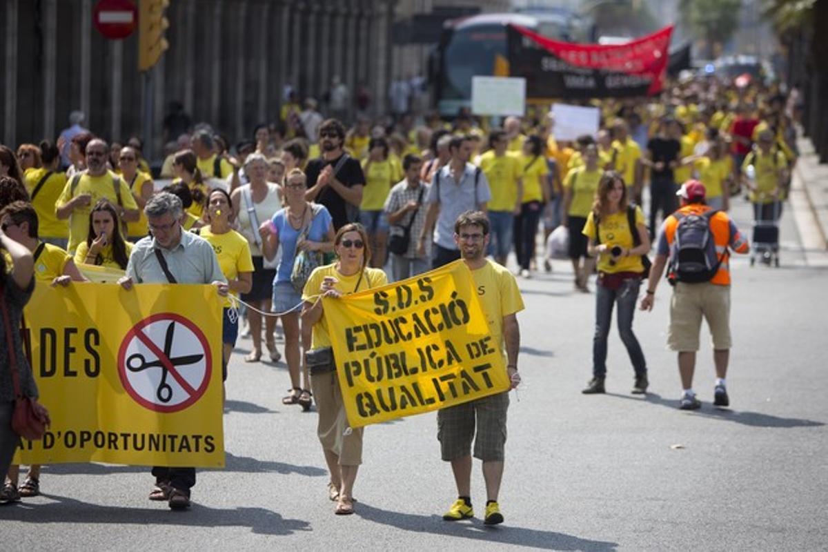 Manifestació de professors contra les retallades, el setembre passat a Barcelona.