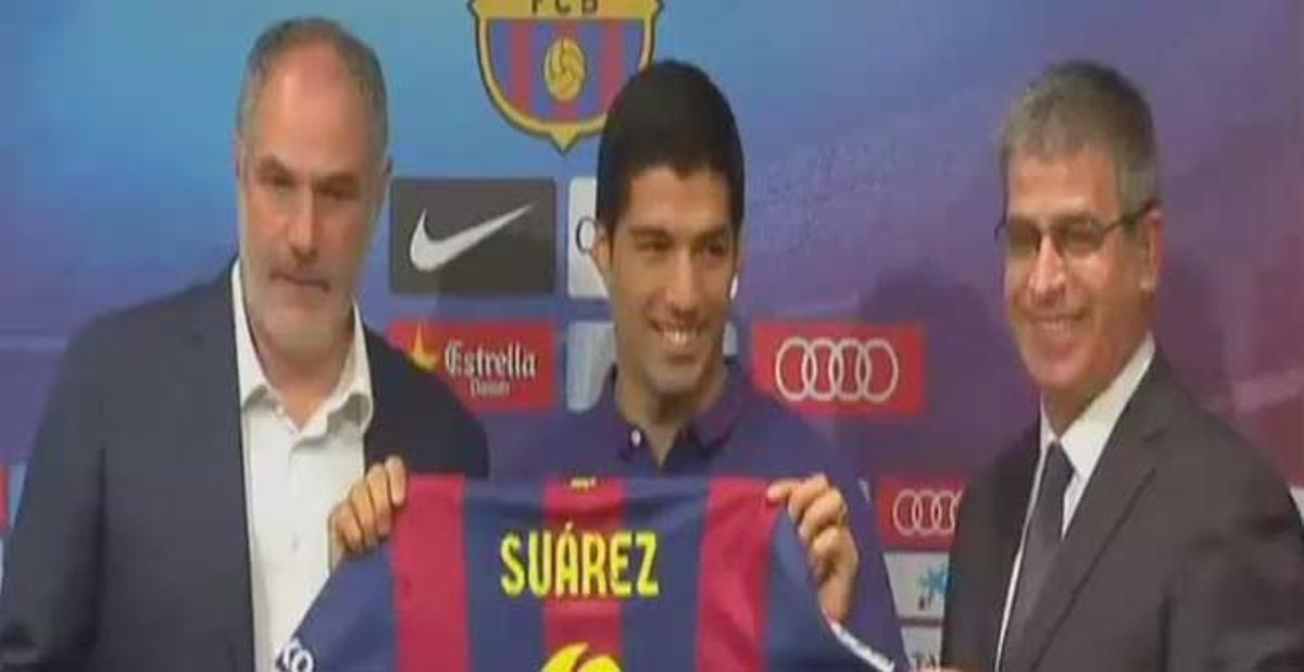 Luis Suárez por fin pudo ser presentado como jugador del Barça