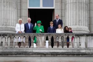 La familia real, en el balcón de Buckingham.