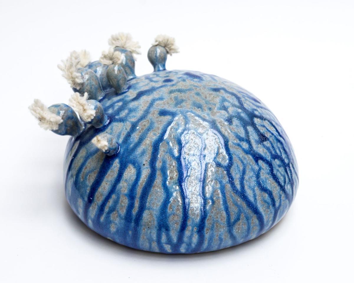 "Blue Soda Fired Flat Potatoid", una de les peces exposades.