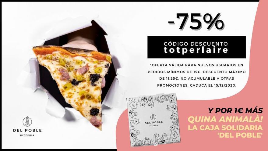 Promoción de 75% de descuento en Del Poble Pizzeria para nuevos usuarios de UBER EATS