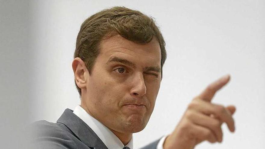 Albert Rivera, durant la roda de premsa que va oferir ahir