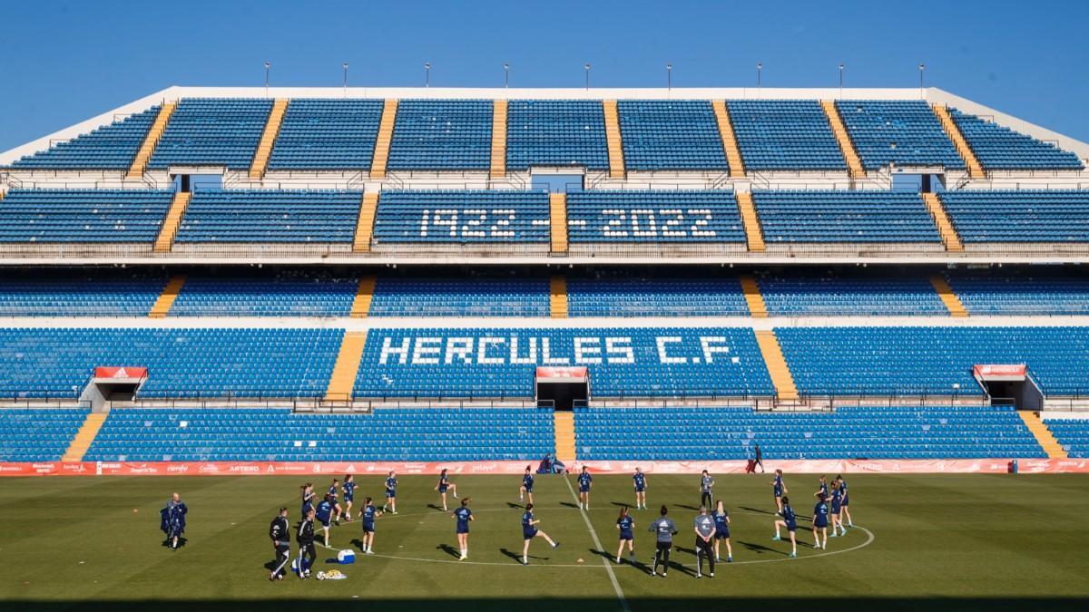 La Selección, en el entreno de hoy en el Rico Pérez