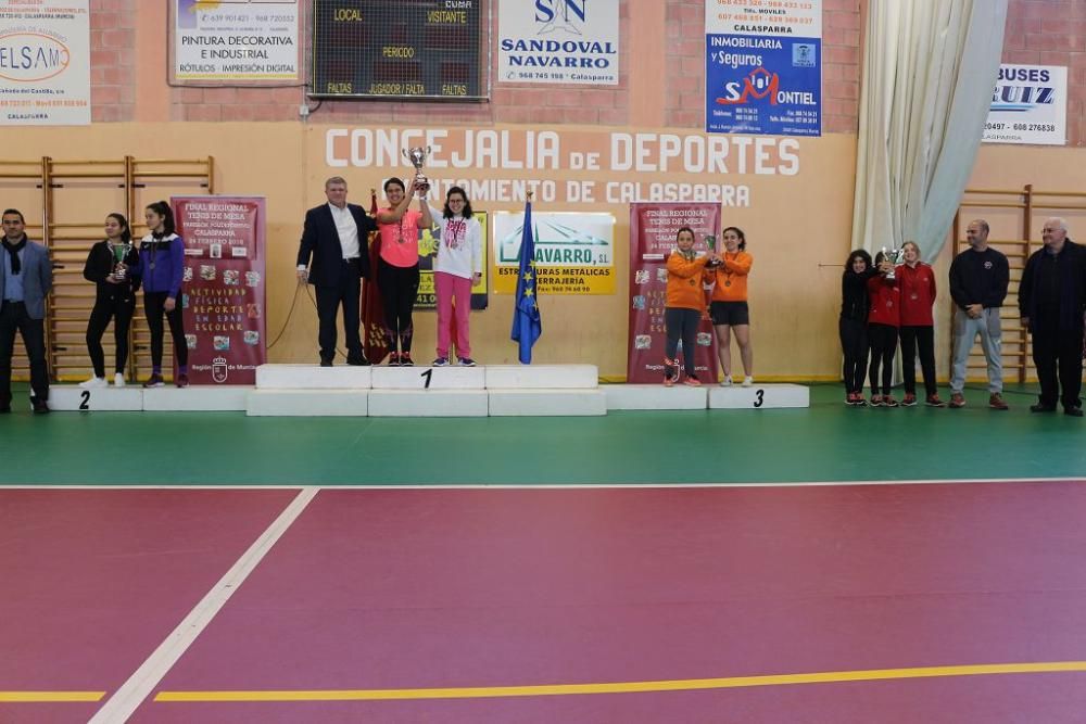 Final regional de tenis de mesa en Calasparra