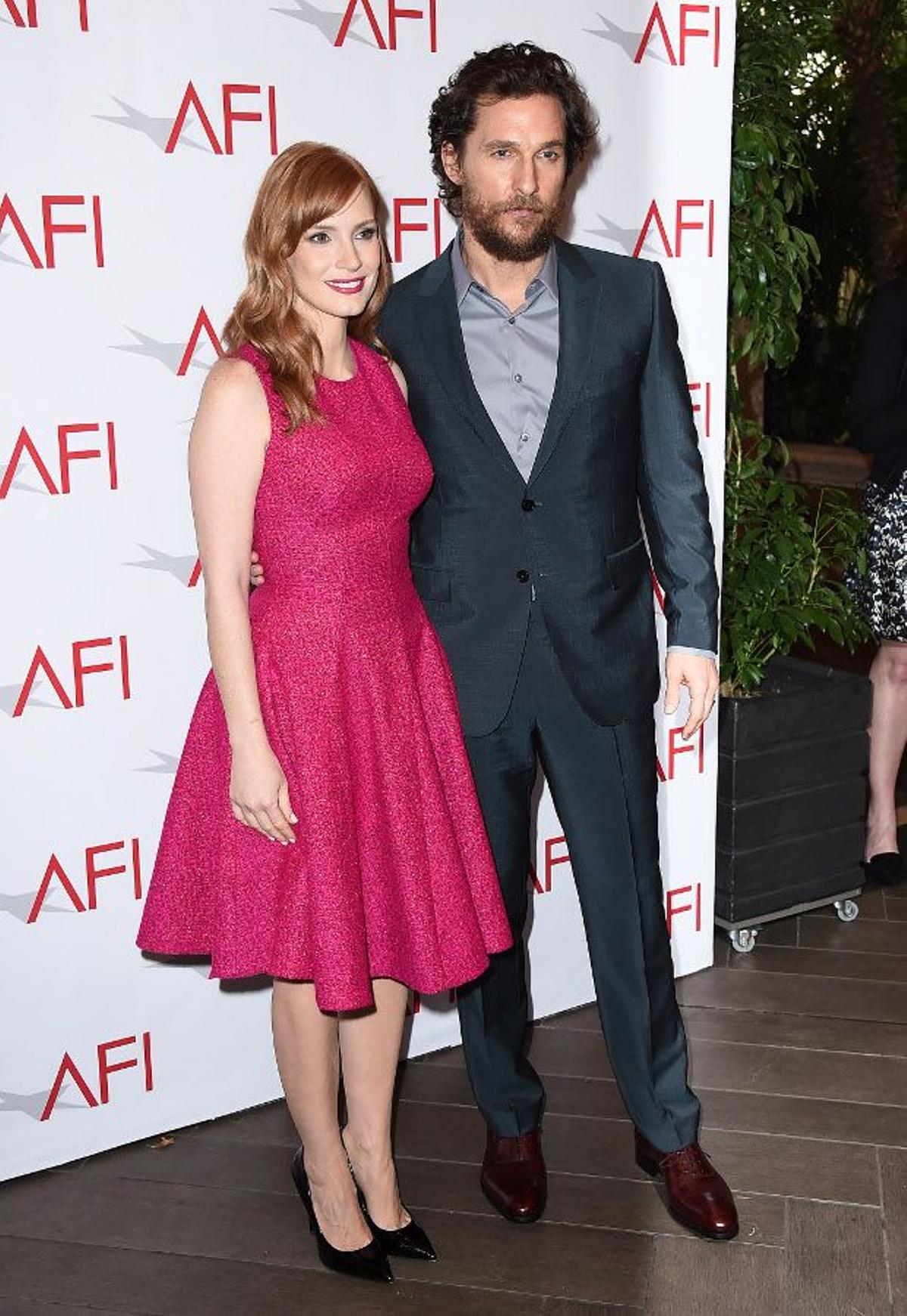 Jessica Chastain y Matthew McConaughey, en los AFI