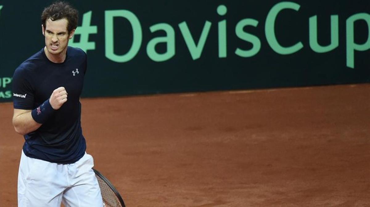 El tennista britànic Andy Murray, durant el partit d’aquest divendres de Copa Davis.