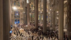Un momento de la misa celebrada por León XIV en el interior de la Sagrada Familia el pasado miércoles.