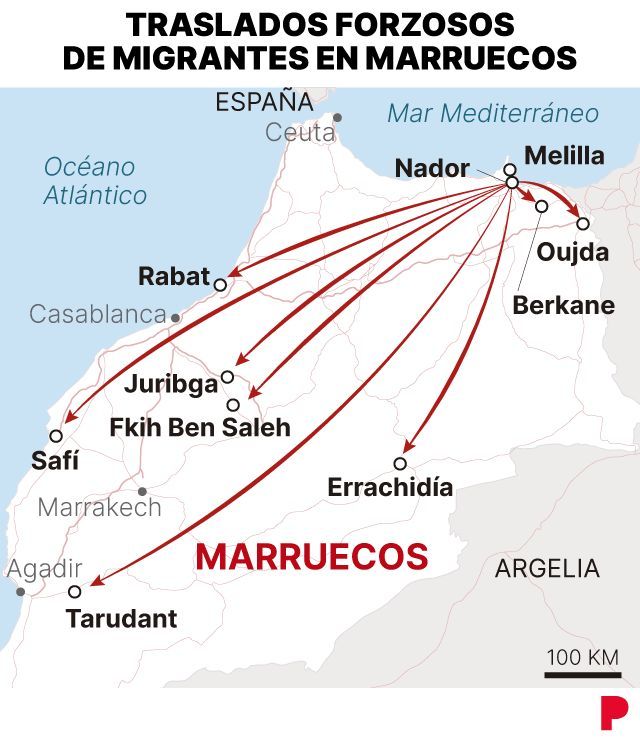 Traslados forzosos de migrantes en Marruecos.