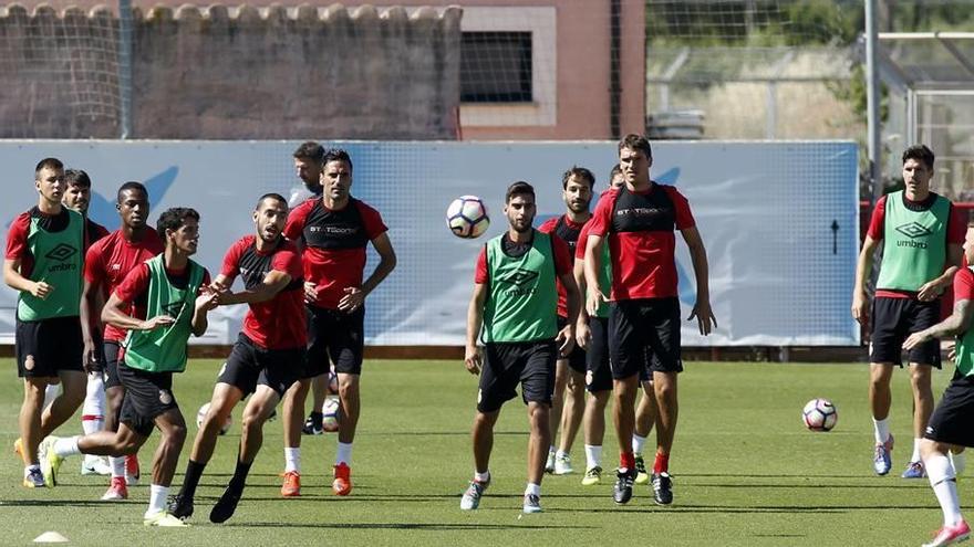 Los jugadores del Mallorca preparan desde ayer el partido ante el Numancia.