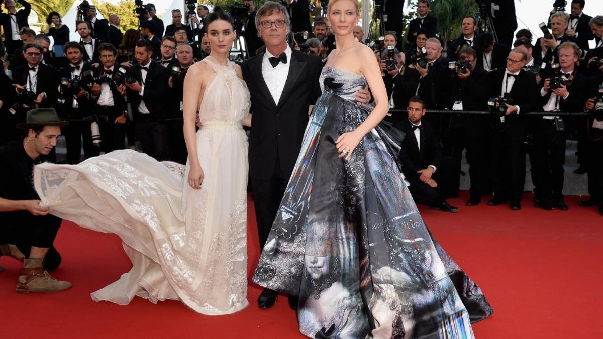 Rooney Mara, Todd Haynes y Cate Blanchett en la presentación del filme Carol