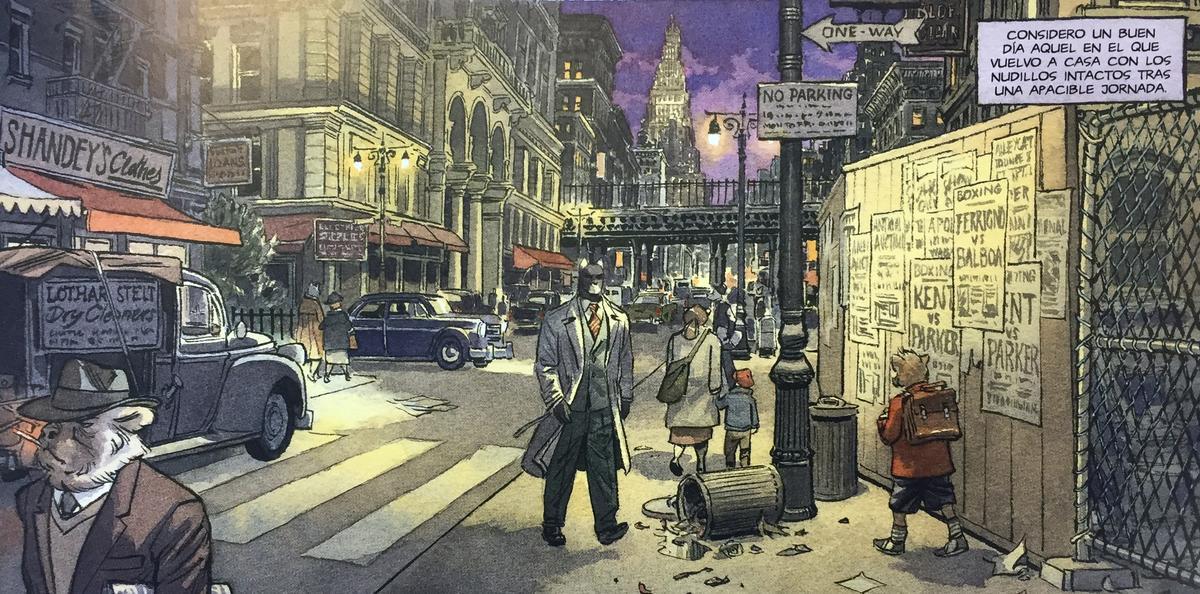 Viñeta de 'Blacksad. Todo cae. 1'.