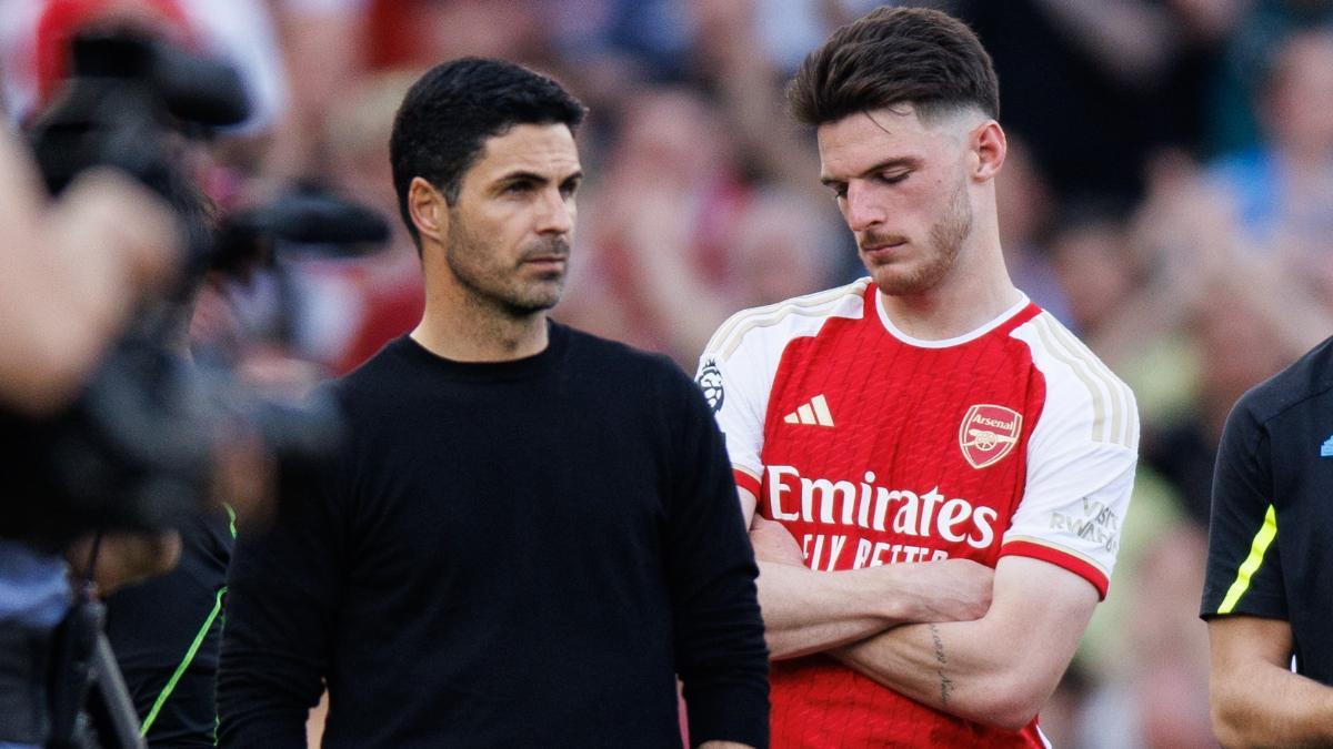 Mikel Arteta y Declan Rice