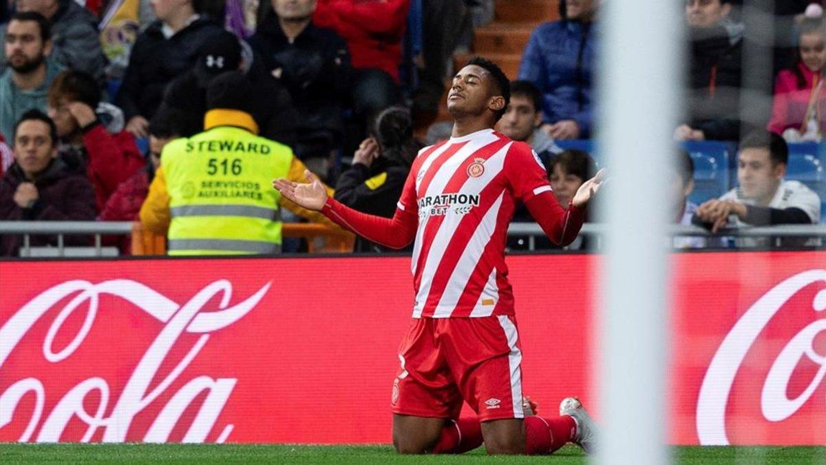 Lozano marcó uno de sus pocos goles con el Girona en el Bernabéu