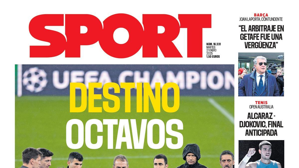 Portada SPORT del martes 21 de enero de 2025