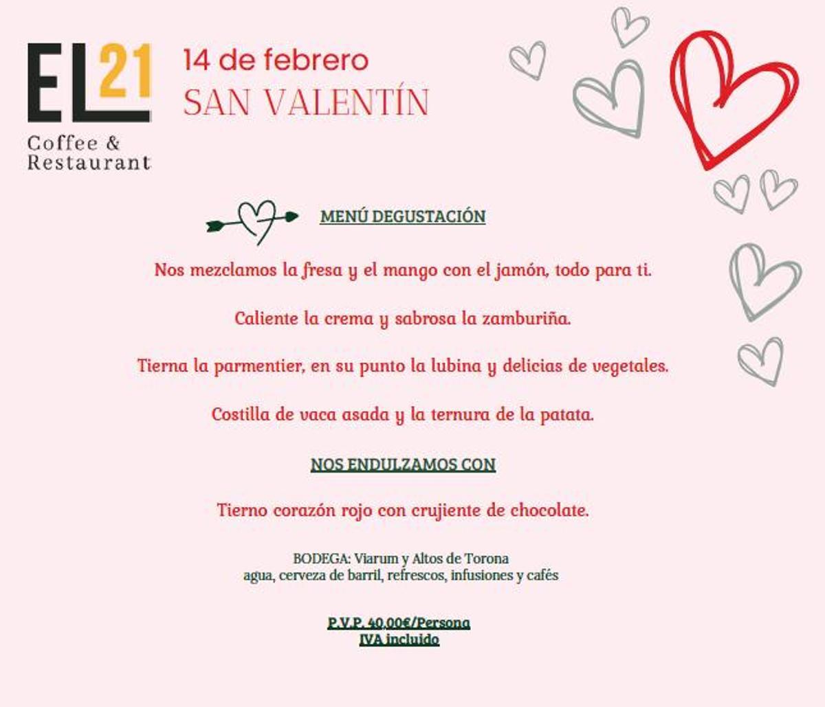 Menú Degustación San Valentín