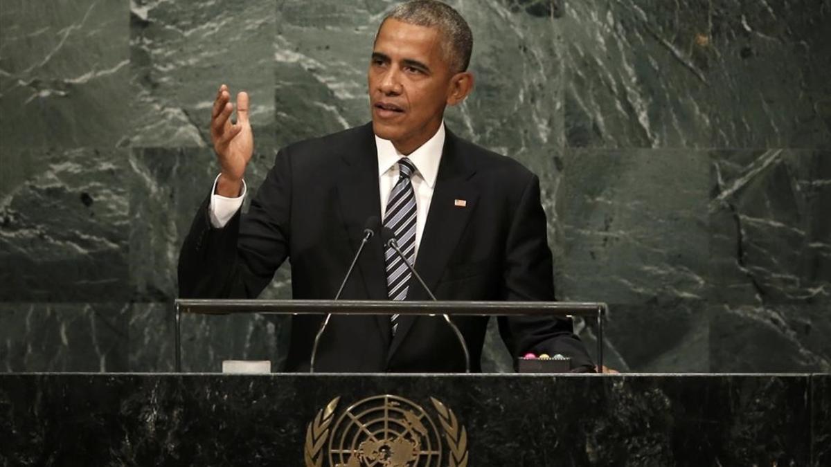 Obama se dirige al pleno de la Asamblea General de la ONU, en Nueva York, este martes.