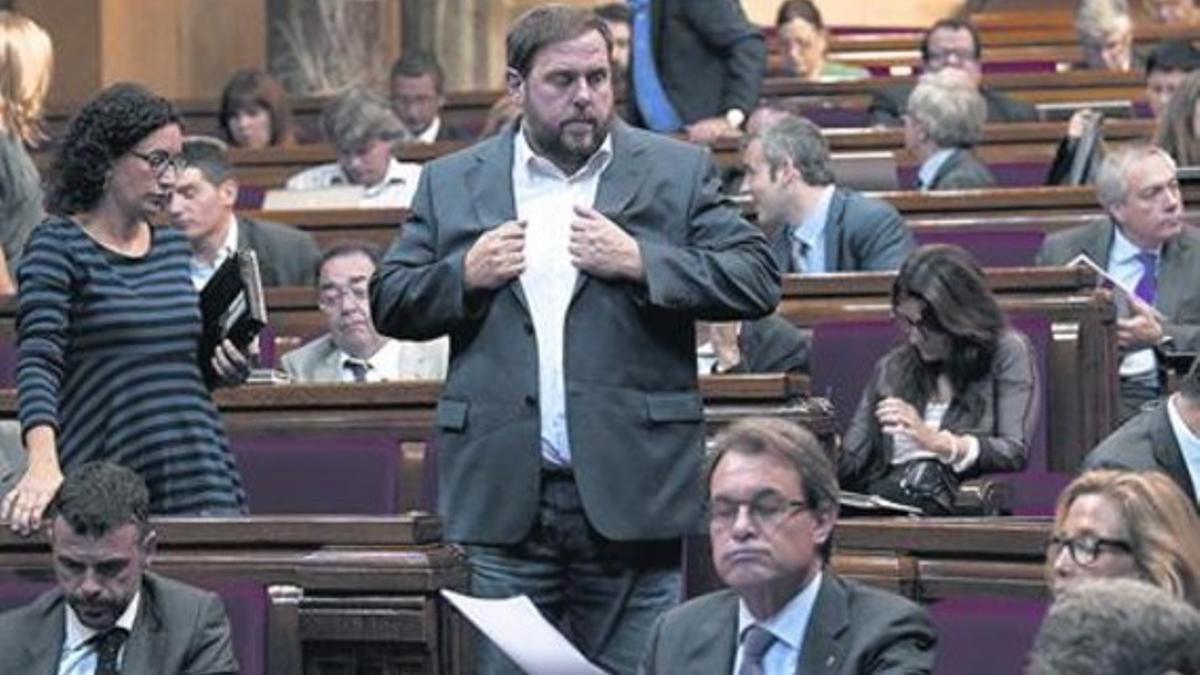 Artur Mas y Oriol Junqueras, el pasado miércoles, durante el pleno del Parlament.