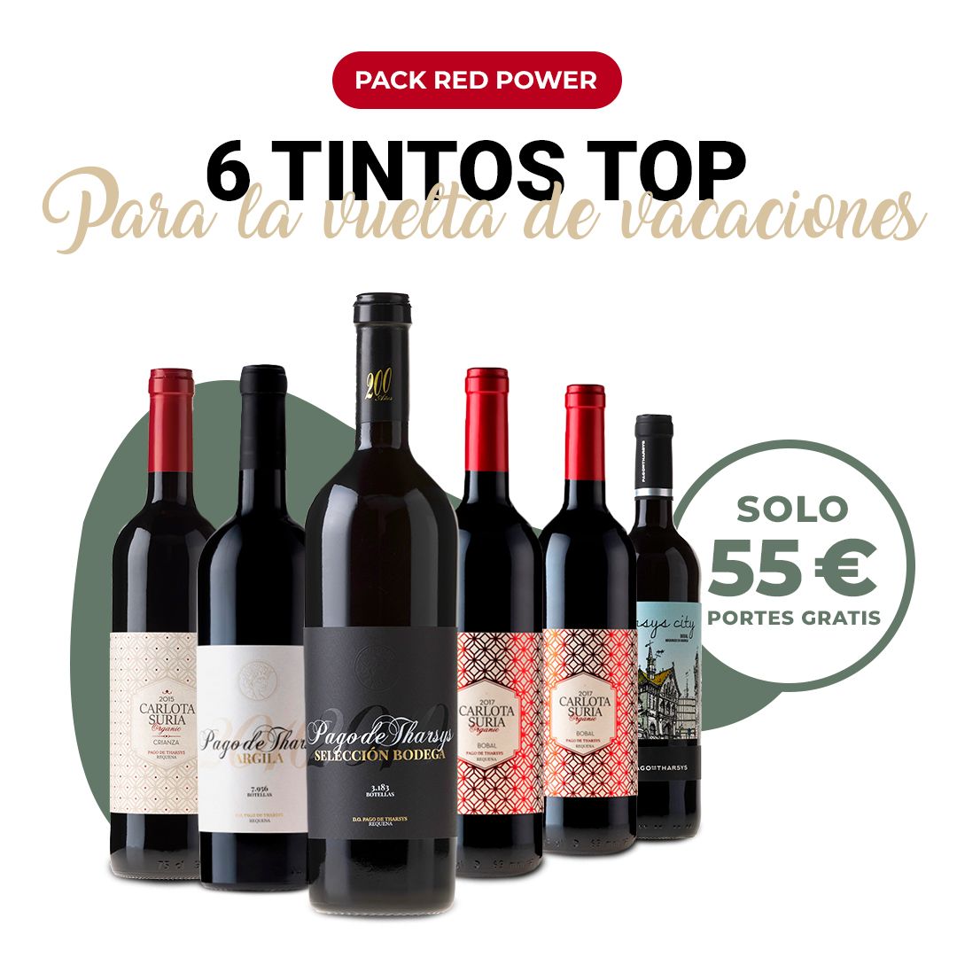 Pack ‘Red Power’ de Pago de Tharsys que incluye una colección de seis vinos tintos.