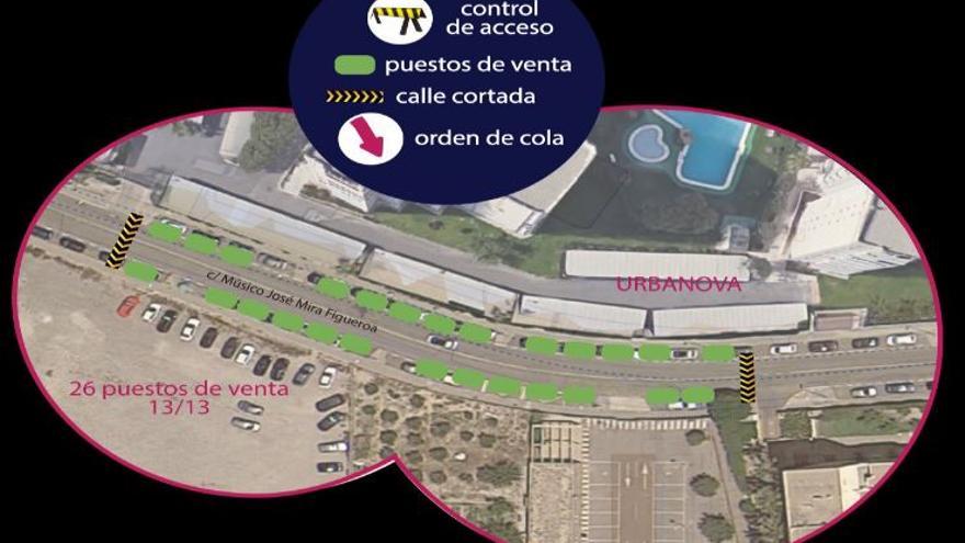 Ubicación prevista para el mercadillo