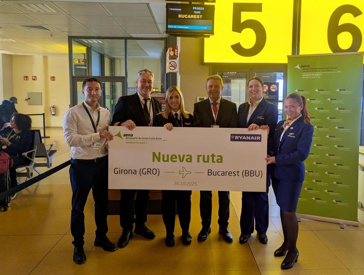 La inauguració de la nova ruta a l'aeroport de Girona.