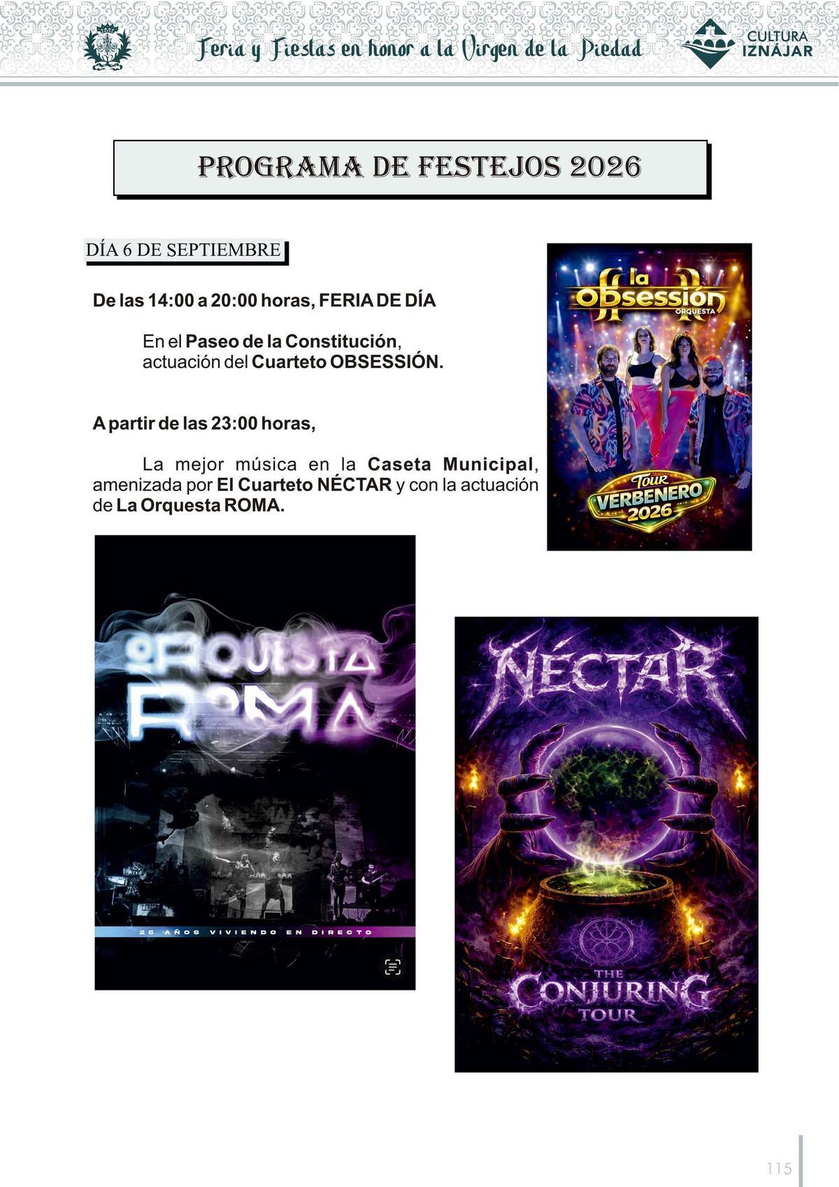 Programa de festejos.