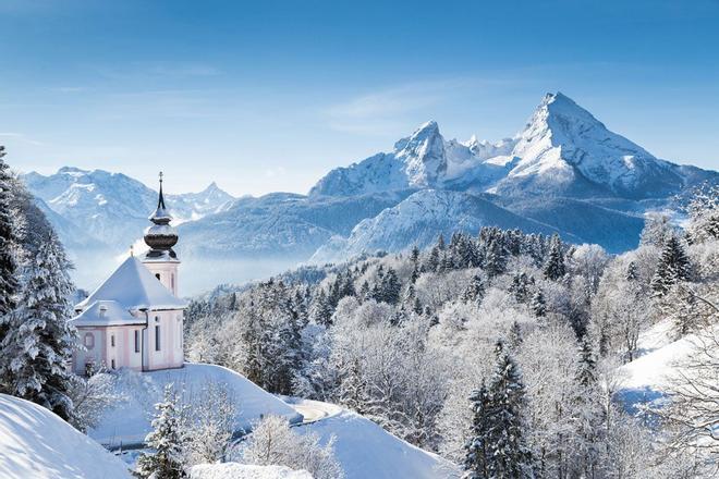 Las cumbres nevadas de Baviera, en Alemania
