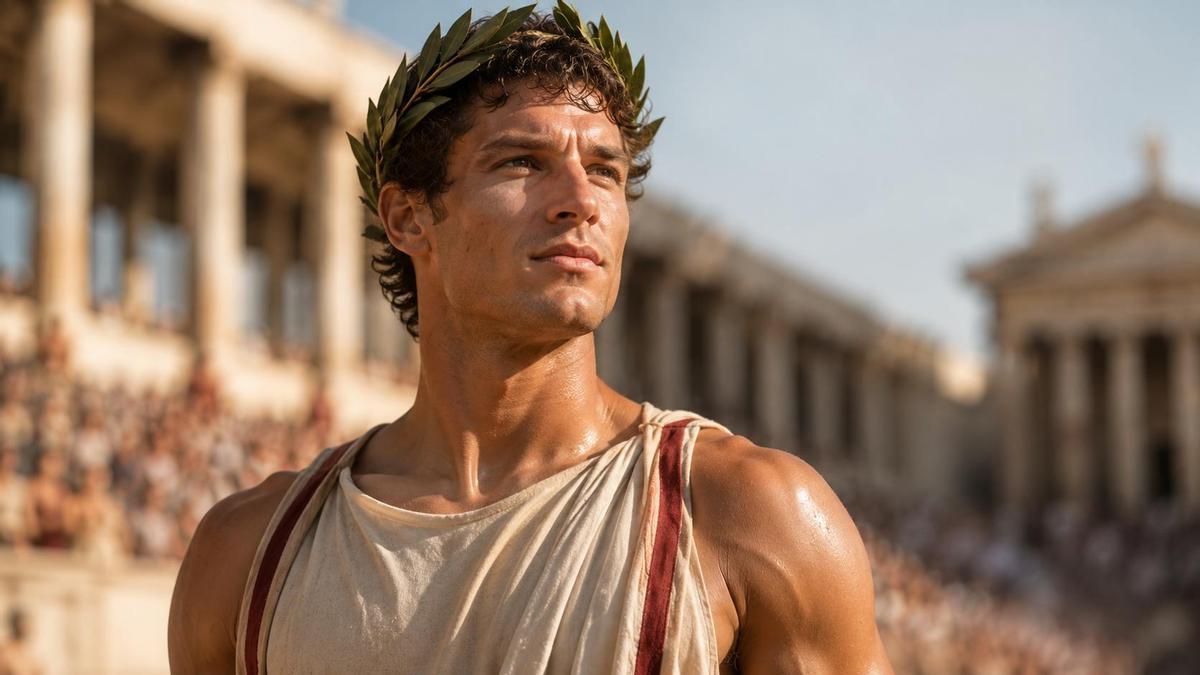 Un atleta romano con la corona de laurel.