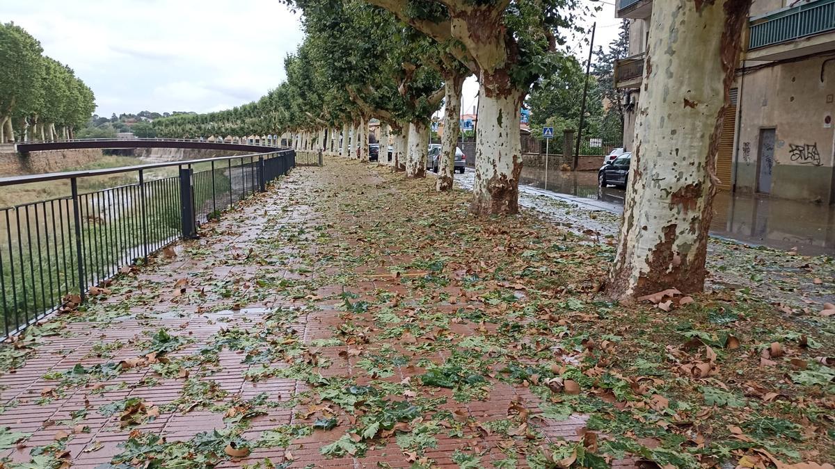 Efectes d'una tempesta curta i intensa en un carrer de la Bisbal d'Empordà. | AJ BISBAL DE L'EMPORDÀ