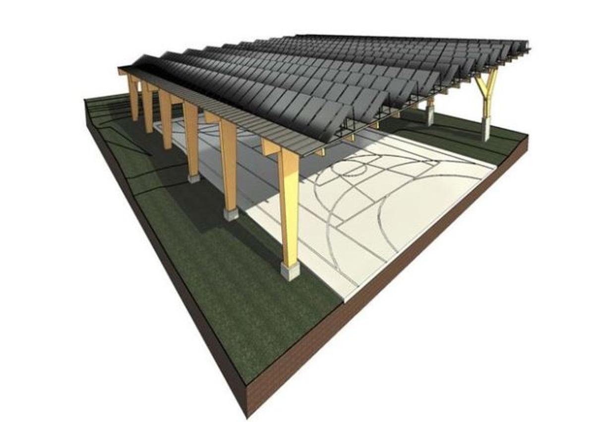 Una imatge virtual de la futura coberta de la pista de Fontajau.