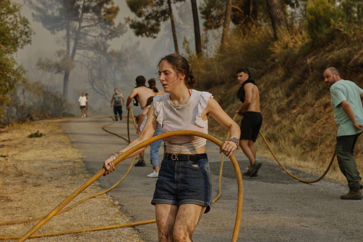 Un exèrcit de joves  contra el foc de Larouco