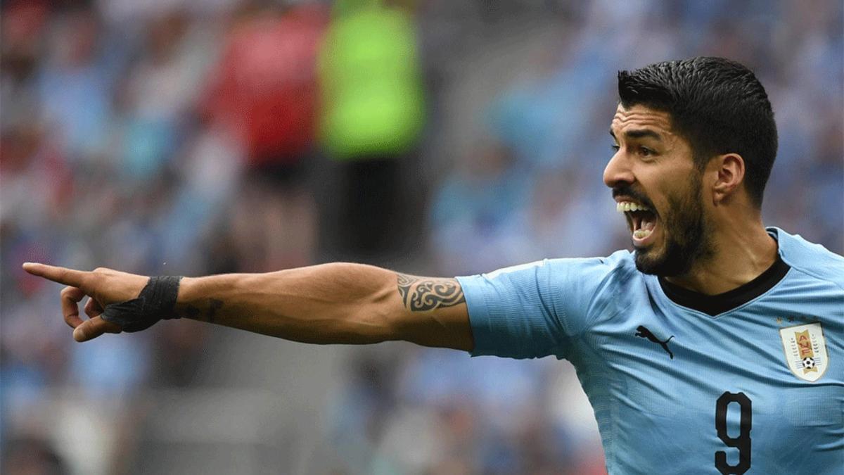 Luis Suárez, con la selección uruguaya