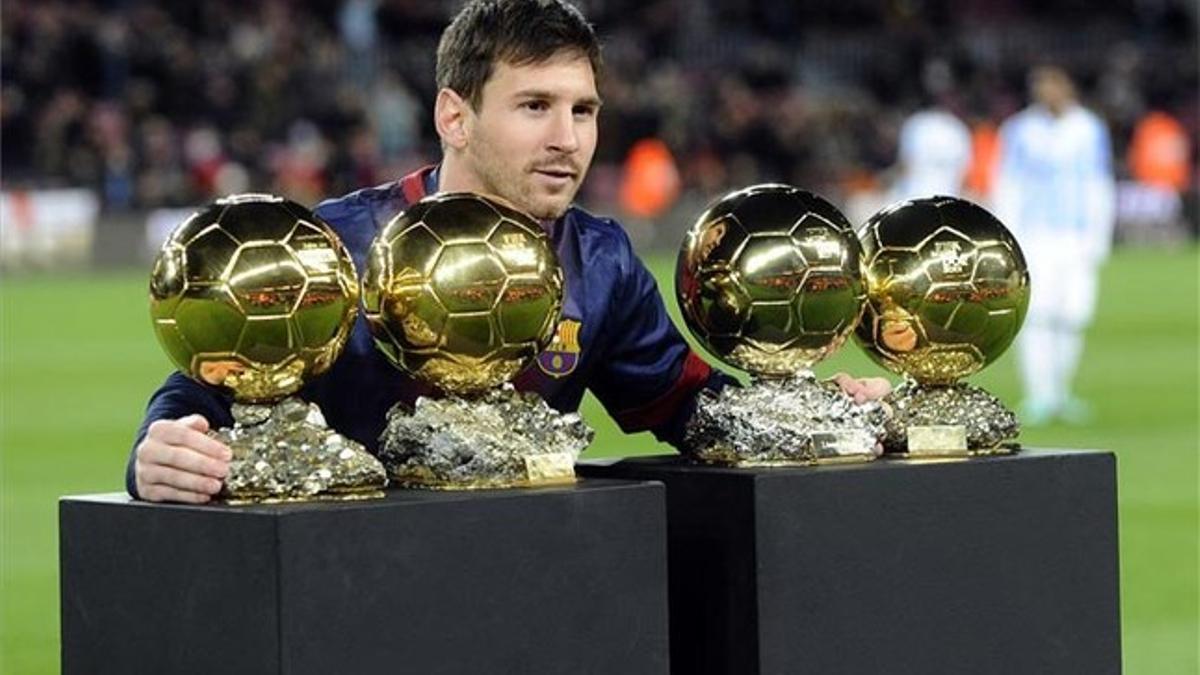 Messi, con sus cuatro Balones de Oro