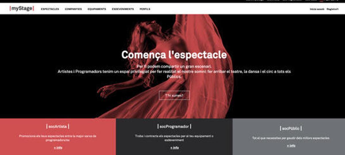 Captura de pantalla de la plataforma myStage, que acosta artistes i programadors
