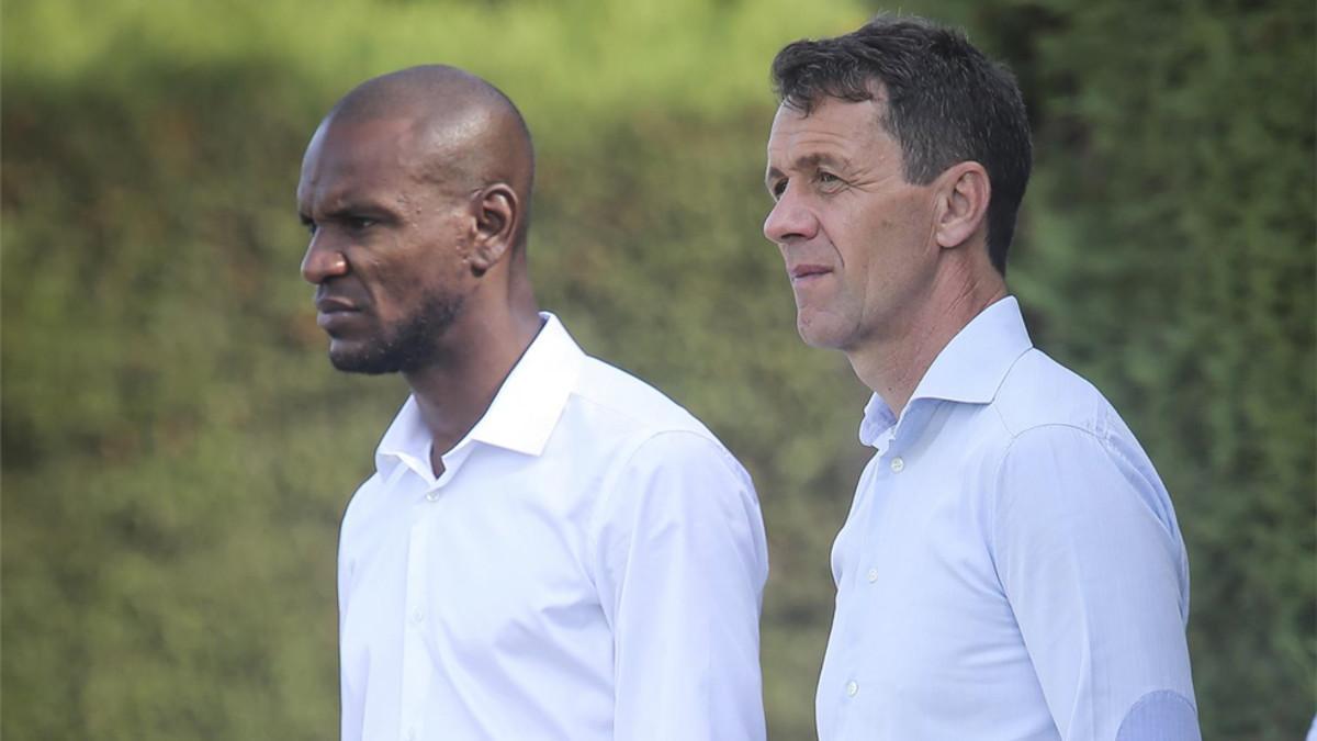 Éric Abidal y Ramón Planes, responsables de la secrteraía técnica del FC Barcelona