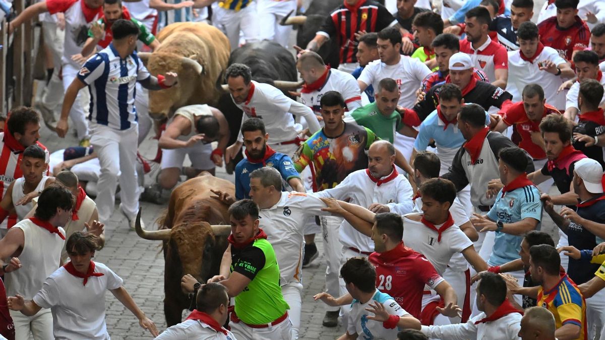 Quinto encierro de San Fermín con toros de Jandilla